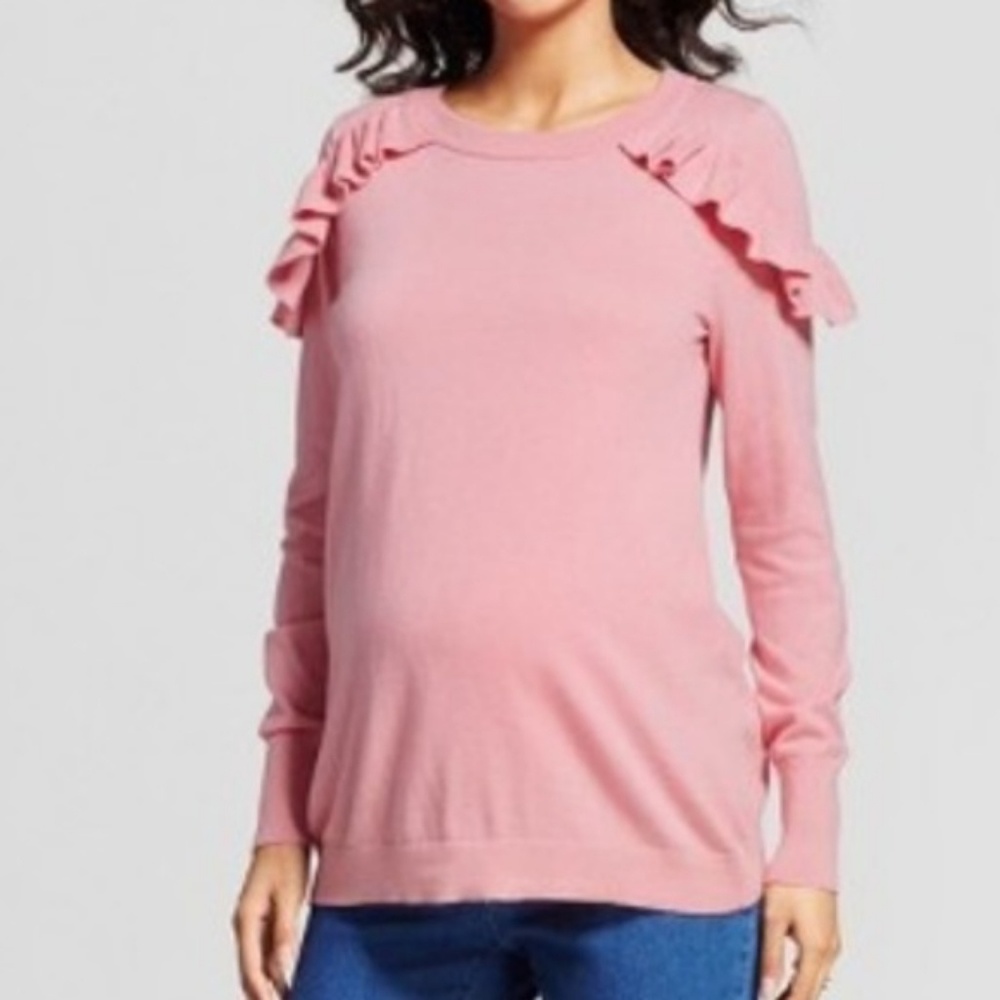 Pink Isabel maternity ruffled sweater